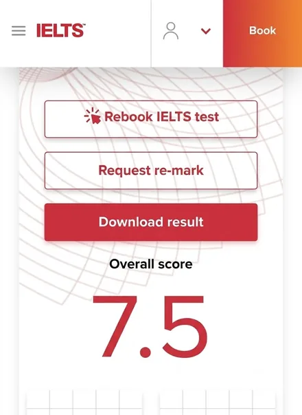 IELTS score 7.5