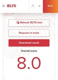 IELTS score 8.0